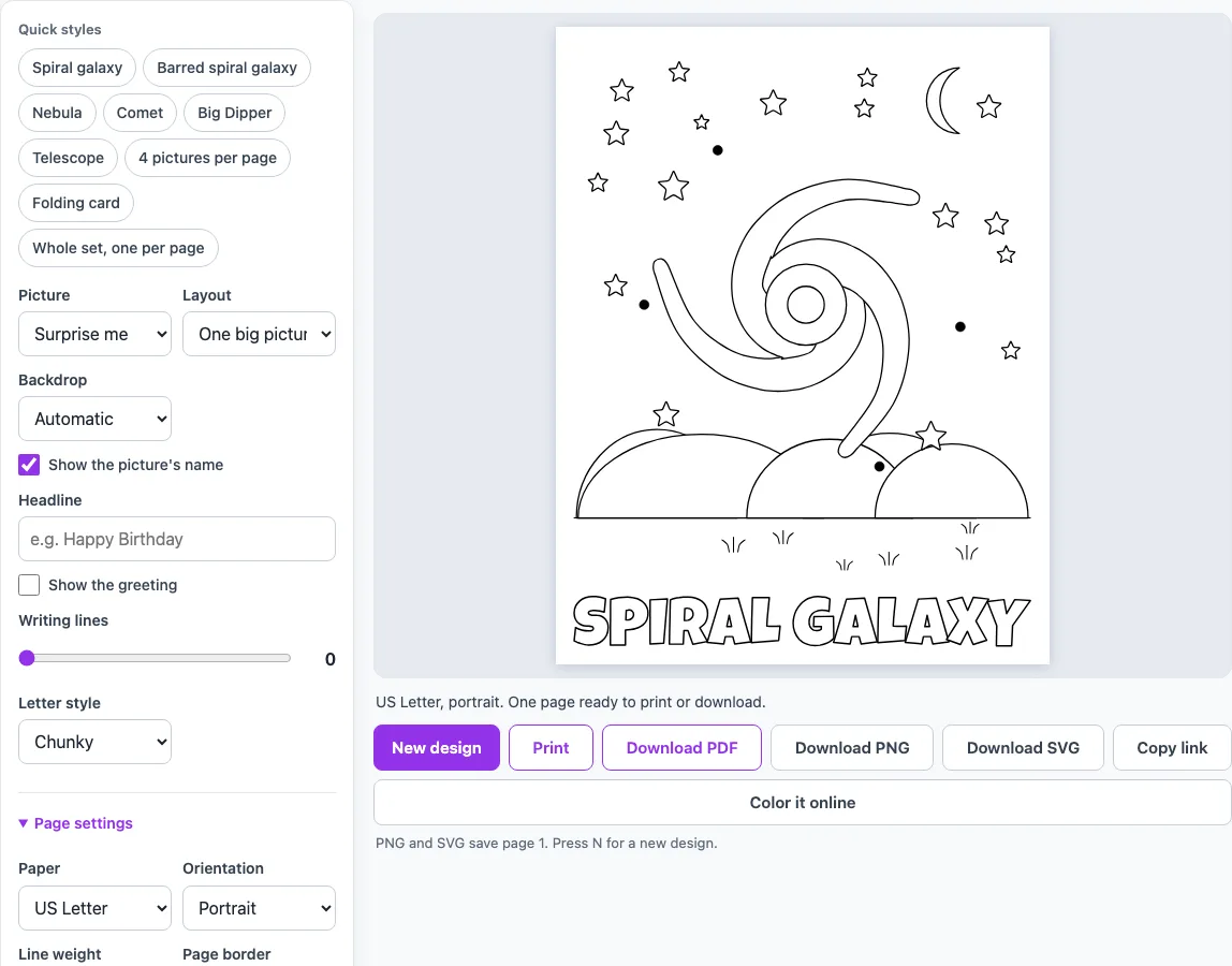 Galaxy colouring example